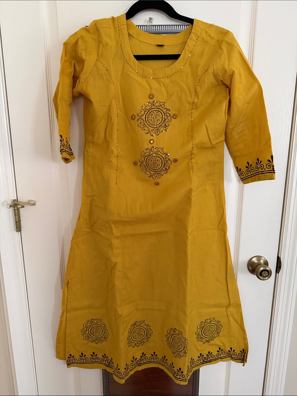 Mustard Yellow Embroidered Kurta with Palazzo